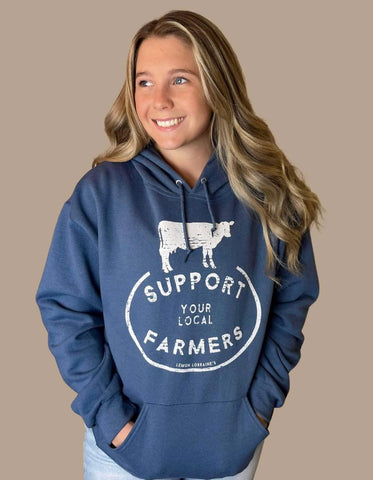 Support Your Local Farmers-dusty blue