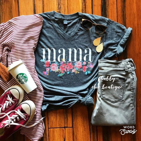 Mama Floral V-Neck