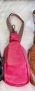 Hot Pink Pu Leather Sling Bag