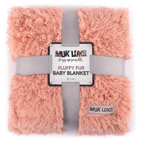 Muk Luk Pink Fluffy Fur Baby Blanket