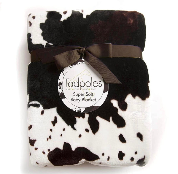 Tadpoles Cow Print Baby Blanket