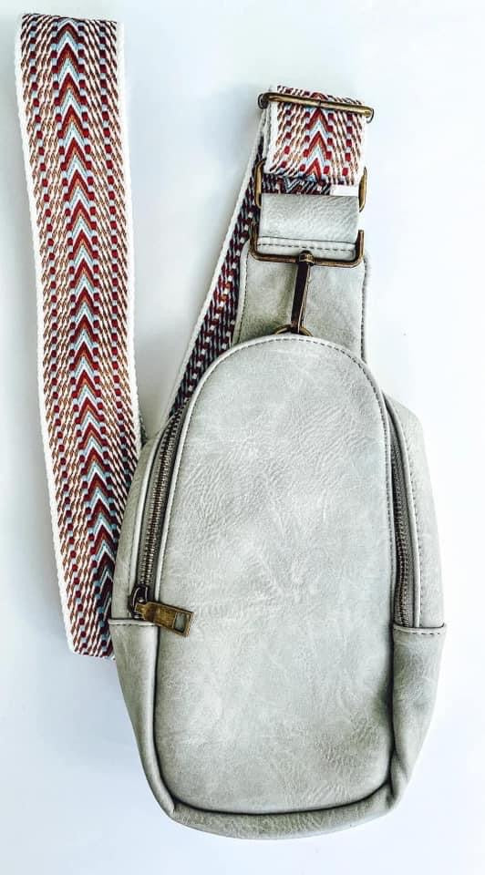 Light Grey PU Leather Sling Bag