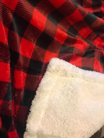 Red Plaid Fluffy Throw