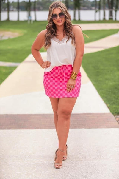 Pink Checkered Skorts