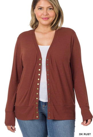 Rust Button Up Cardigan-Curvy