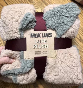 Muk Luk Sherpa Pink & Grey Baby Blanket