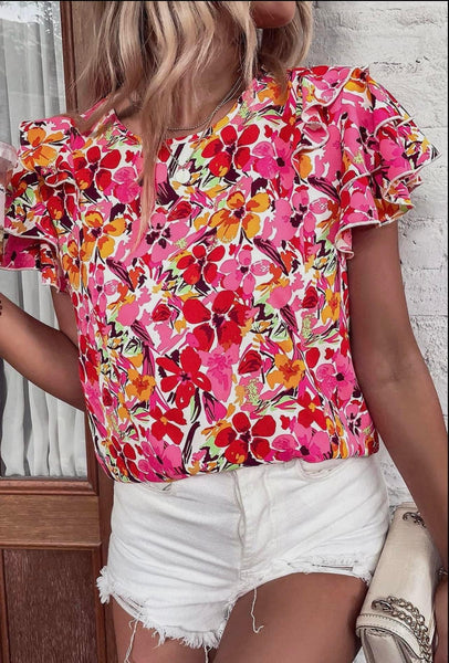 Floral Layered Sleeve Top