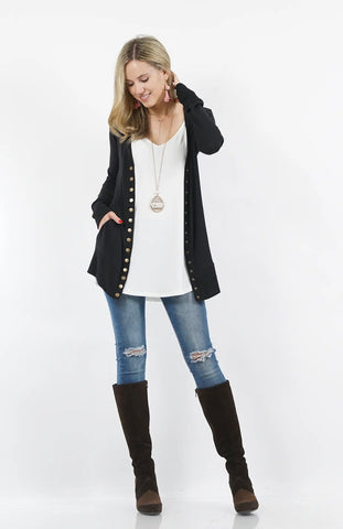 Black Cardigan with Pockets