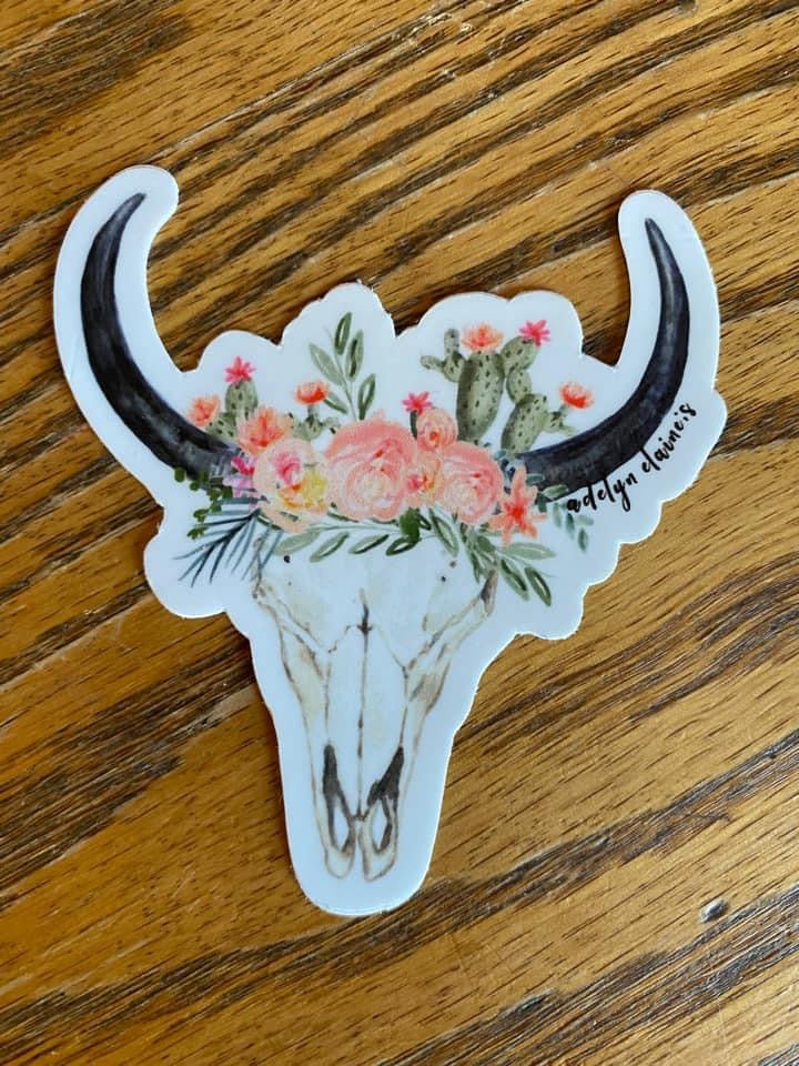 Skull floral sticker