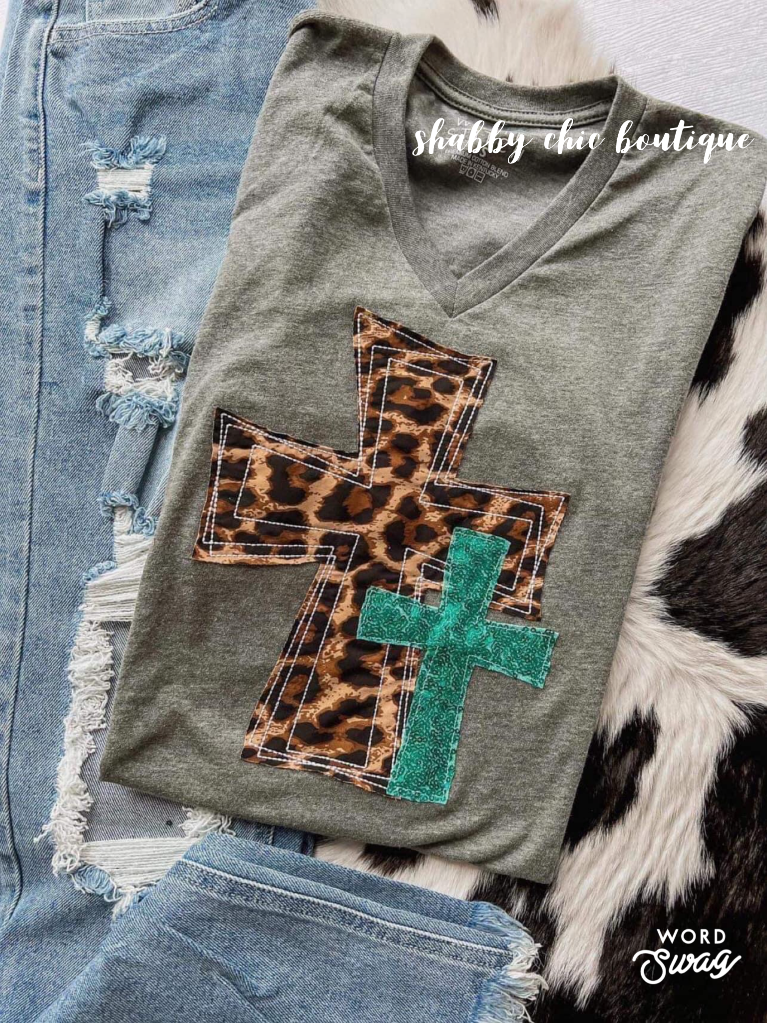 Leopard/Sequin Cross